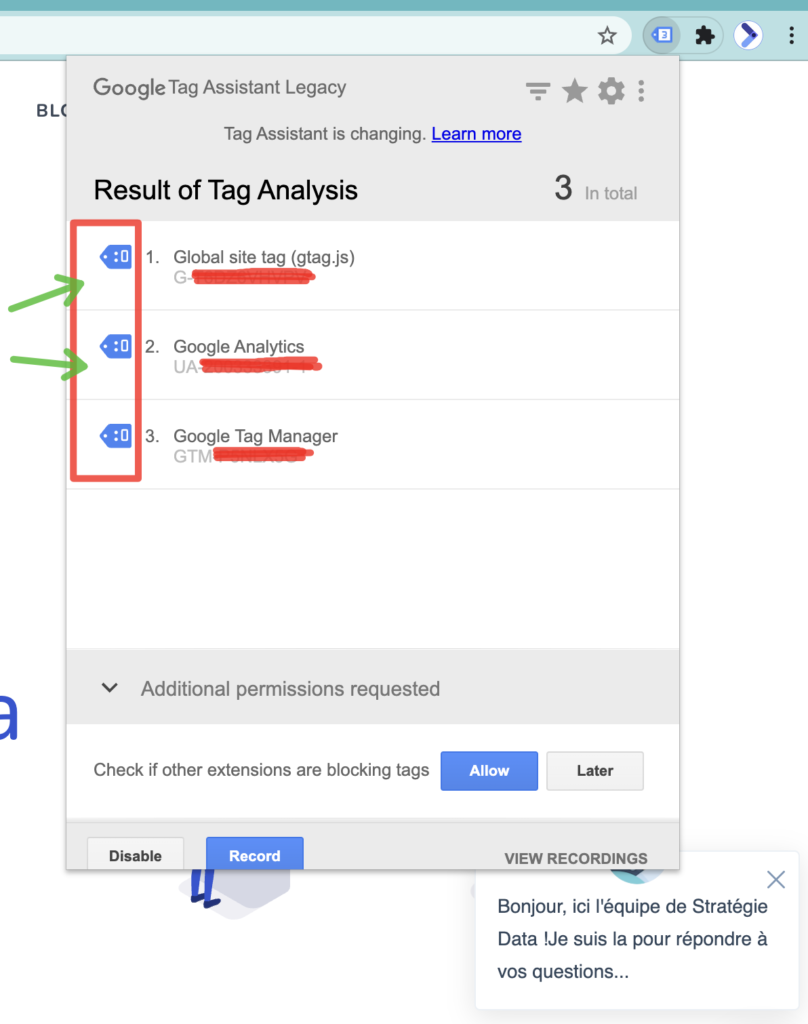 Verification de l'etat de mes tags Google Analytics
