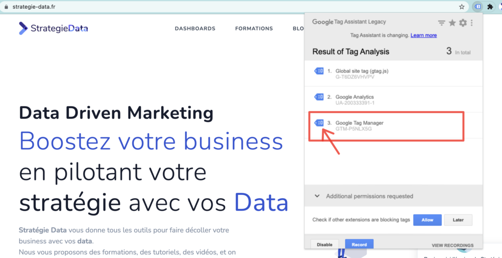 Vérifier que mon tag GTM est bien installé sur mon site